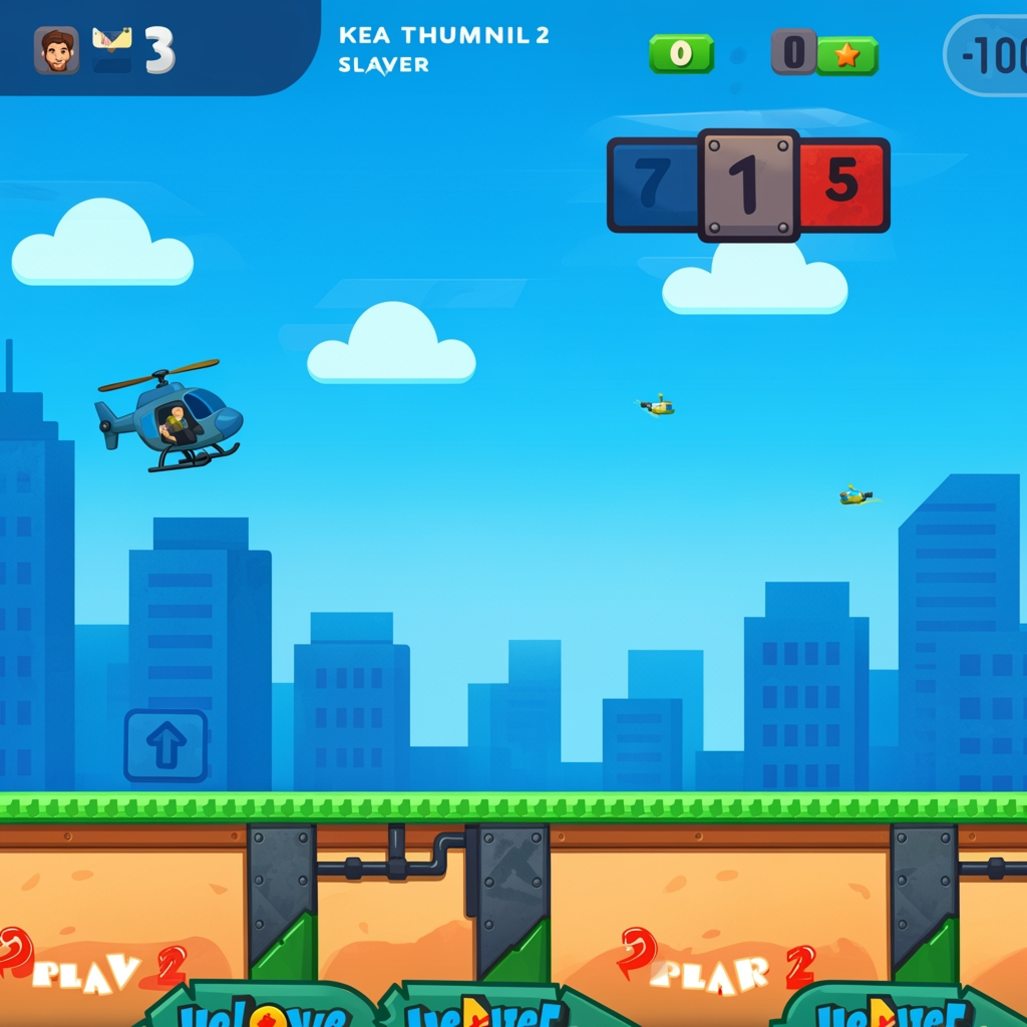 Helicopter Battle Steve 2 Player